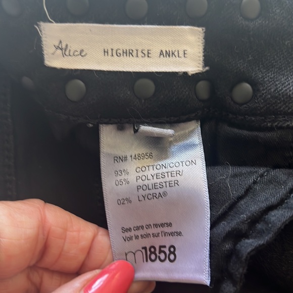 High Rize Stretch Denim Ankle Jeans with Stud accent - Picture 9 of 15